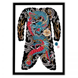 Blue Dragon bodysuit artwork framed